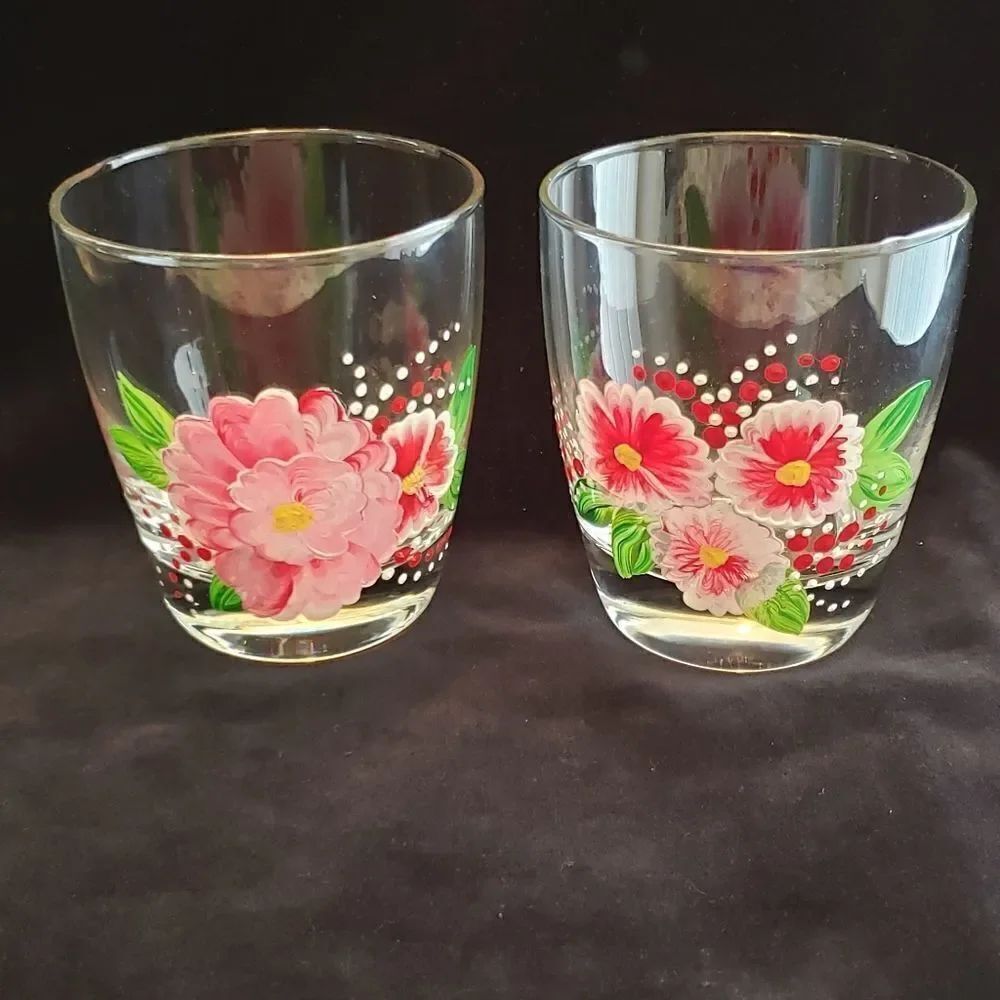 2 Brand New Hand Painted Highball Glasses
